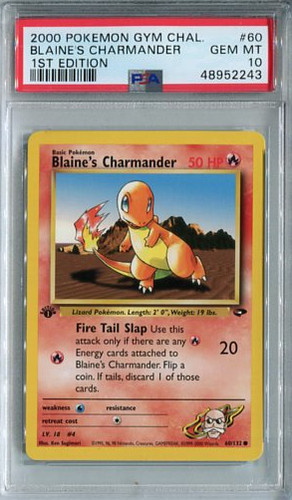 Blaine's Charmander (1st Edition) graded PSA 10 for sale on eBay