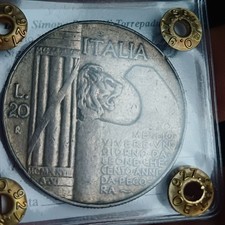 Moneta 20 Lire Elmetto 1928 Non Comune Argento Lotto Argento 7