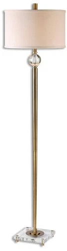 Modern Floor Lamp 68" Tall Brushed Brass Crystal Off White Shade for Living Room - Picture 2 of 2