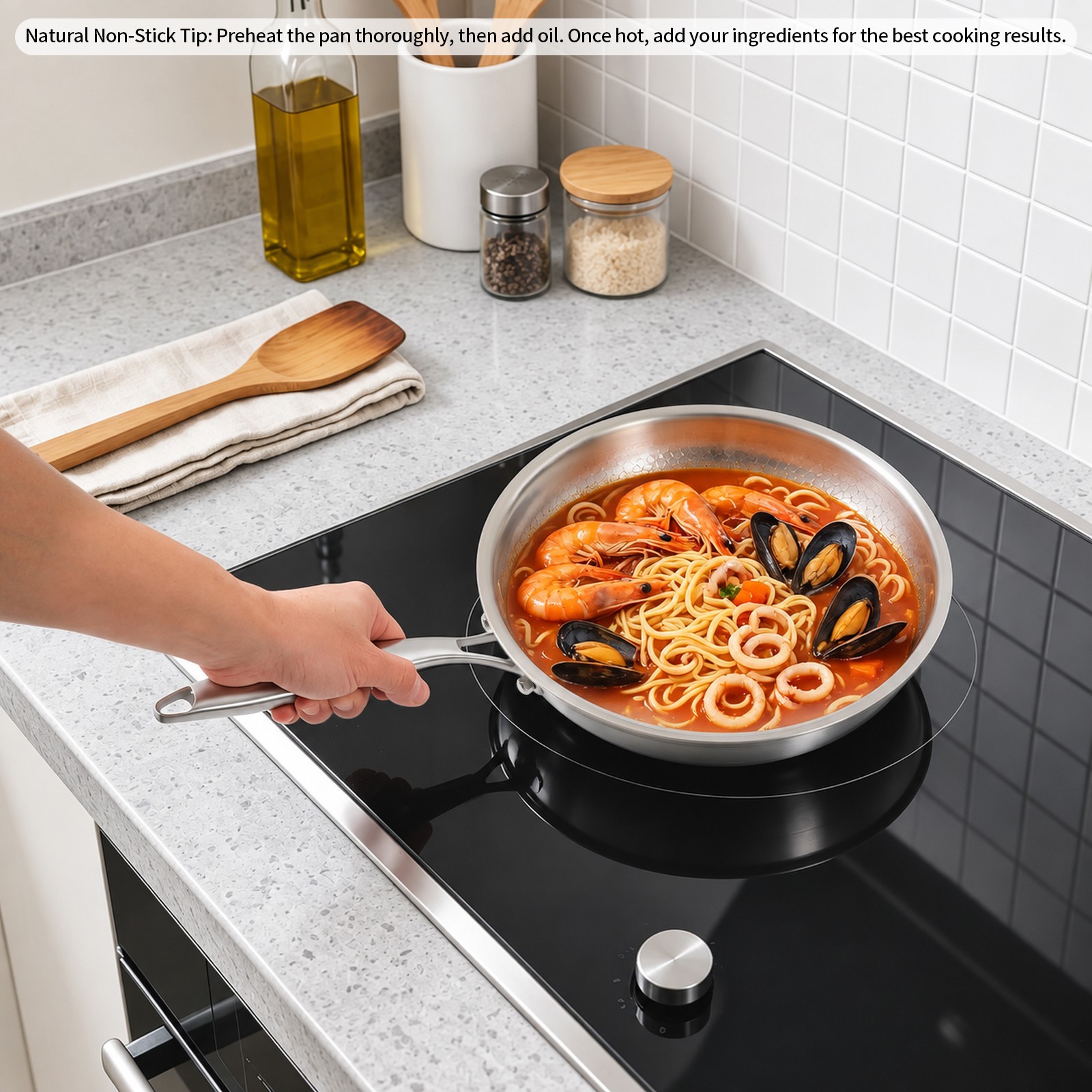 11.02 In Titanium Frying Pan With Lid , Frying Pan, Cooking Pan For Pan-frying