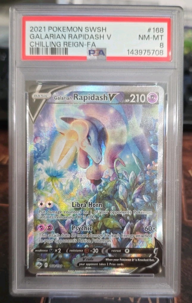 2021 Pokemon SWSH Chilling Reign #168 FA Galarian Rapidash V PSA 8