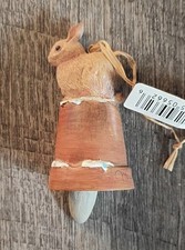 Hallmark MARJOLEIN BASTIN Nature's Sketchbook BUNNY & FLOWER POT BELL Orig Tag