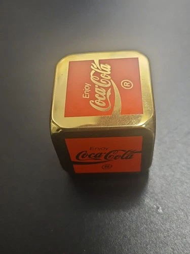 Vintage Coca Cola Mini Cube Shaped Solid Brass Paper Weight( Very Heavy)