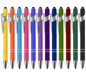 12 Pack Stylus Styles pour écrans tactiles - Universel 2 en 1 Stylus stylo encre noire