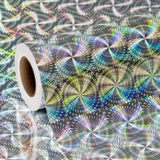 MAYPLUSS Holographic Foil Wrapping Paper Roll - 17 Inch X 33 Silver Spiral 