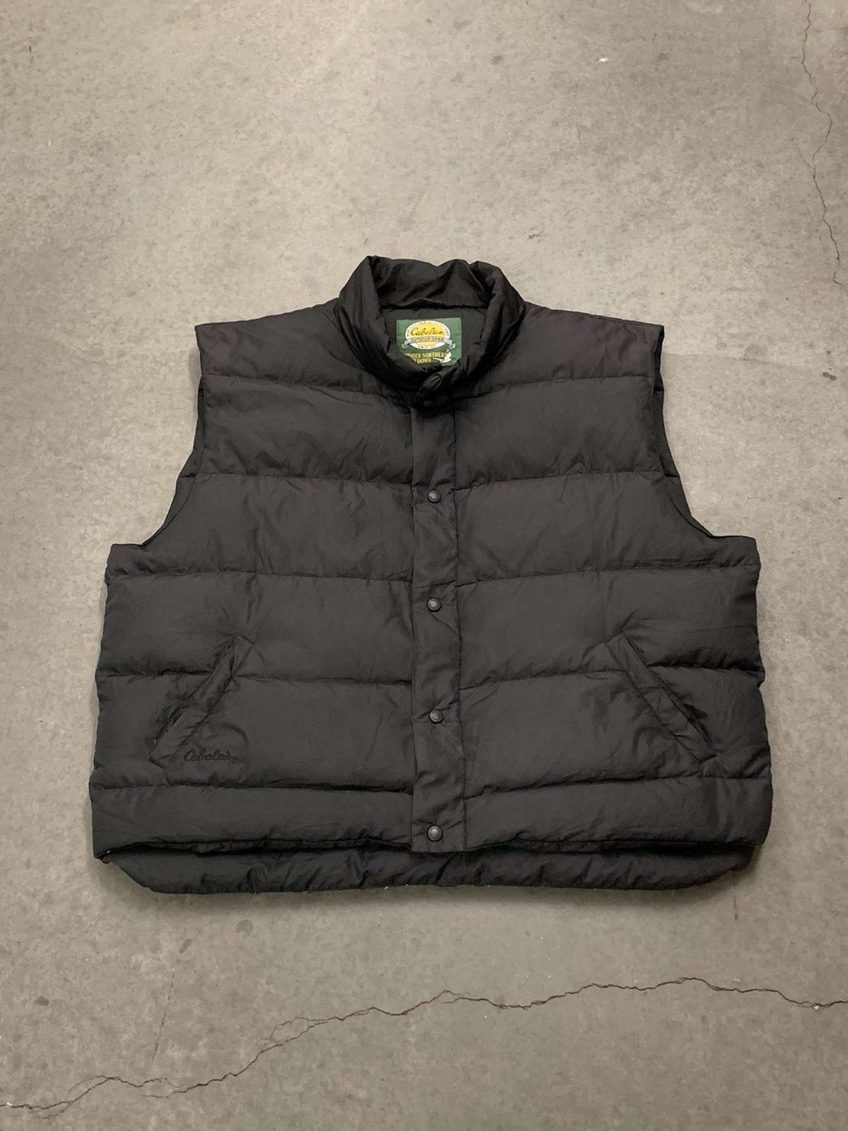 Cabela’s Puffer  Vest Northern Goose Down Black Snap 550 Fill Power 75% Mens 2XL