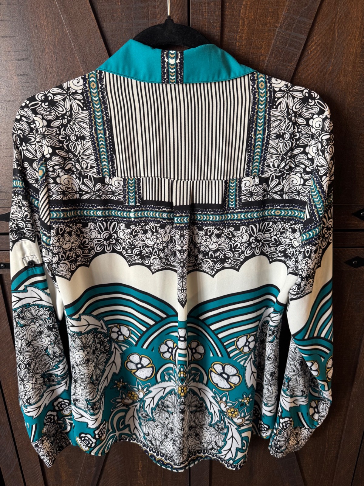 Express Portofino Pattern Collared Button-Up Blou… - image 2