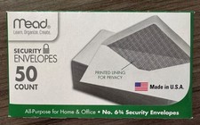 Mead 75446 Security Envelopes No. 6-3/4 3-5/8" x 6-1/2" - Lot Qty 2 New