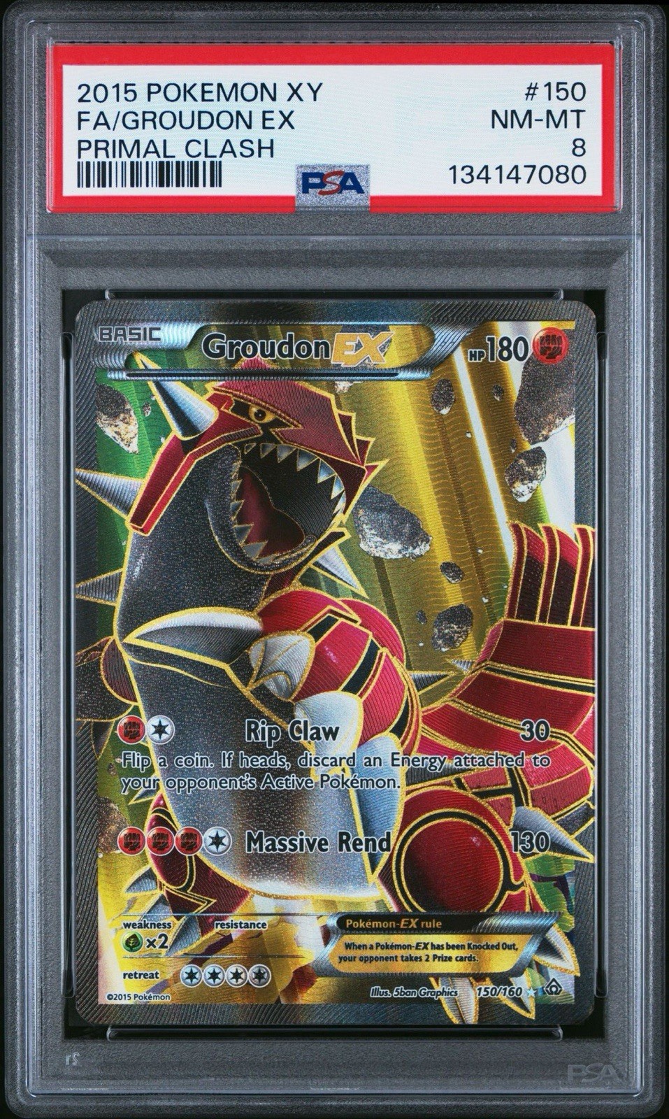 2015 Pokemon XY Primal Clash Full Art Groudon EX 150/160 #150 PSA 8