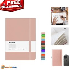 Elegant Pink Lined Leather Notebook Journal - 128 Pages, Hard Cover, A5 Size