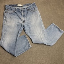 Levis 505 Jeans Mens 36x30 Light Wash Blue Denim Western Straight