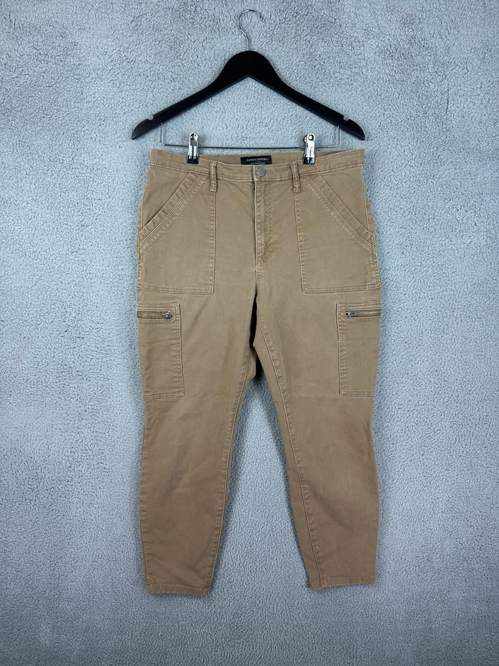 Banana Republic Pants Womens Petite 12 Tan High-Rise Skinny Utility Cargo Zip - Image 2 of 4
