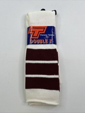 Mens VTG Tube Socks Double T Trenway 80s 90s Burgundy Size 9-15 Made USA Acrylic