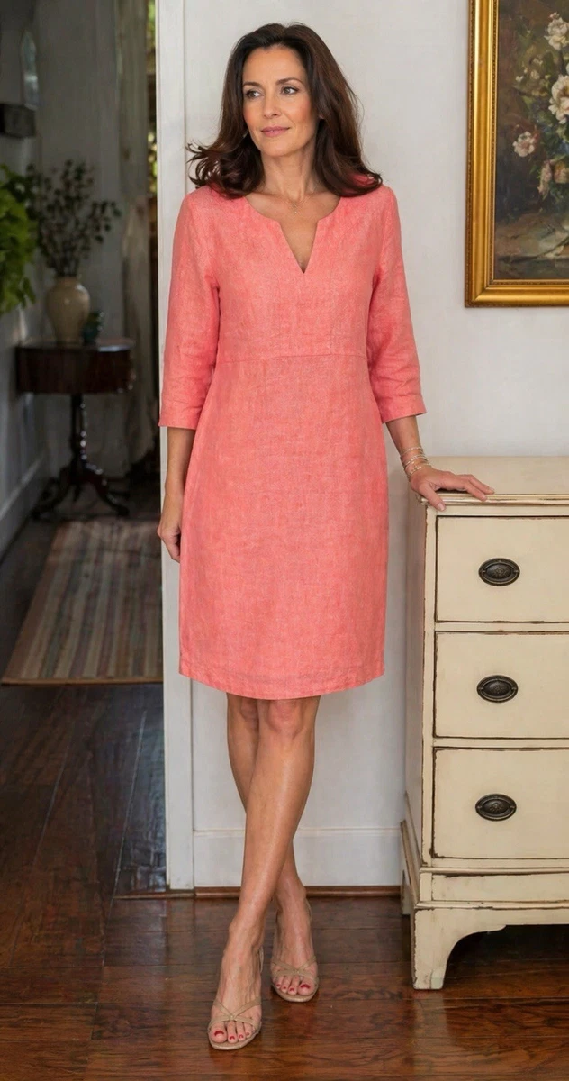 teri jon by rickie freeman embroidered tulle tea dress Boden Women's Ava Linen Blend Midi Dress in Pink