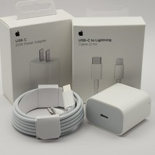 Combo: New Apple USB-C 20W Power Adapter/USB-C Lightning 2M Charging Cable White