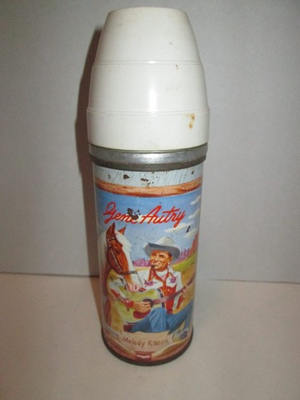 #ad 1954 GENE AUTRY Universal THERMOS #C1158 With Rare White Cup Western Cowboy $85.00