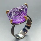 AAA carving 16 ct Natural Amethyst Ring 925 Sterling Silver Size 7.5 /R463234