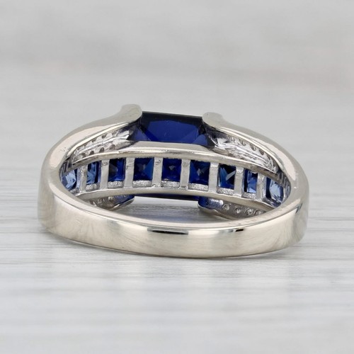 2.75ctw Creado en Laboratorio Diamante Zafiro Anillo 10k Oro Blanco Talla 6.75 - Imagen 4 de 10
