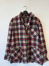 Vintage Woolrich Plaid Flannel Jacket Mens Large Red Green Check Chore Shacket