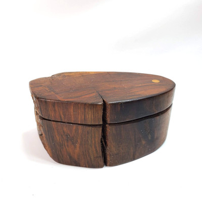 Small Raw Exotic Wood Burl Stash Trinket Box Spin Cover