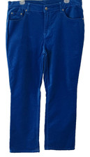 DG2 by Diane Gilman Straight Leg Velvet Pants Sz 16P Blue Stretch Women J913