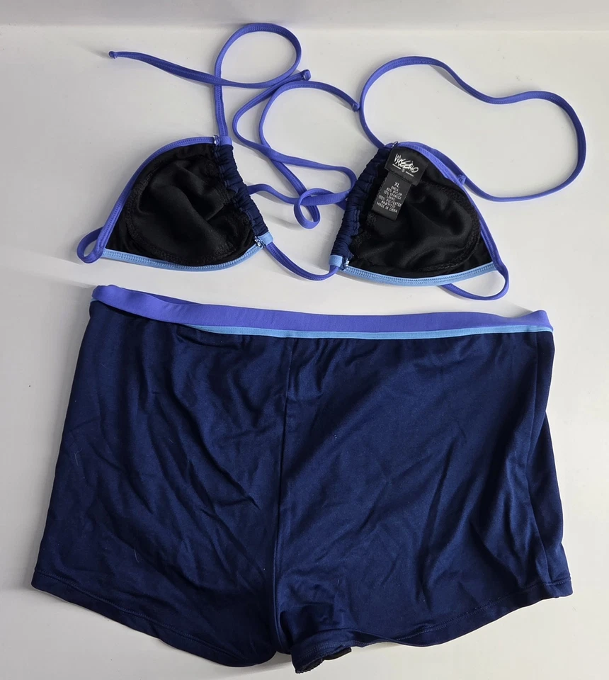 Y2k Mossimo Purple Blue Two Piece Swimsuit String Bikini Boy Shorts Women's XL - Image 2 of 4