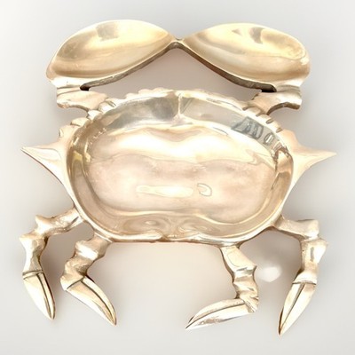 Hacienda Real Handmade Mexican Pewter Crab Dish 11  Chip Dip Serving Tray