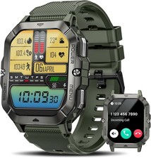 Military Smart Watch Answer/Make Calls with Blood Pressure/Heart Rate - Green