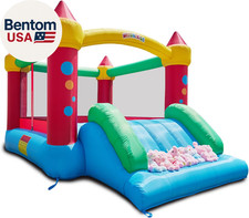 Air Bounce House, Inflatable Bouncer with Air Blower and Slide, Jumping Family B