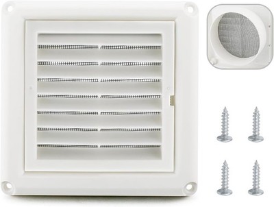 Cenipar 4'' Louvered Vent Cover Dryer Exhaust Air 4 Inch Fixed Louver, White 