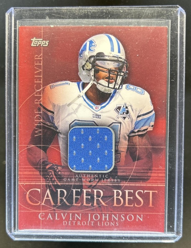 2009 Topps Calvin Johnson Career Best Mem Red #/99 Lions