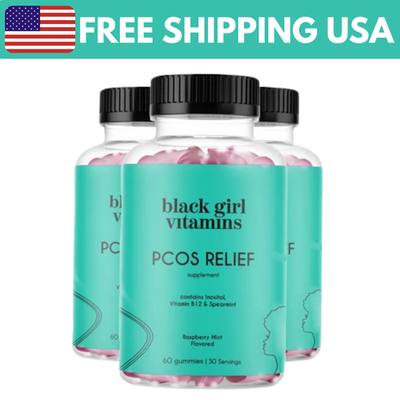 #ad 3 Pack Black Girl Vitamins PCOS Relief – Cycle Support for Women 180 Gummies $36.49