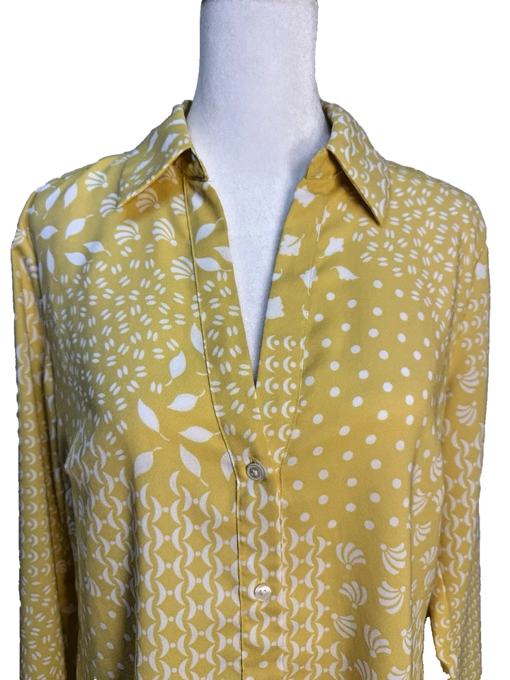 Ann Taylor Топ блузка желтый размер средний V шеи на пуговицах длинным рукавом - Изображение 2 из 4