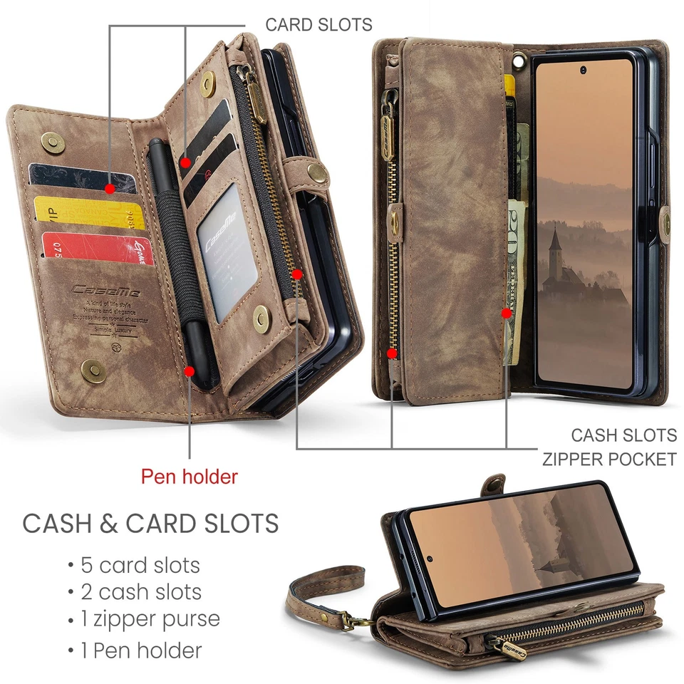 For Samsung Galaxy Z Fold 7 6 Detachable Phone Case with Heavy Duty Wallet Strap - Image 3 of 4