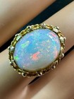 Art Deco 8 Carat Opal Ring 14K Yellow Gold Antique Cocktail Statement Ring — photo 7