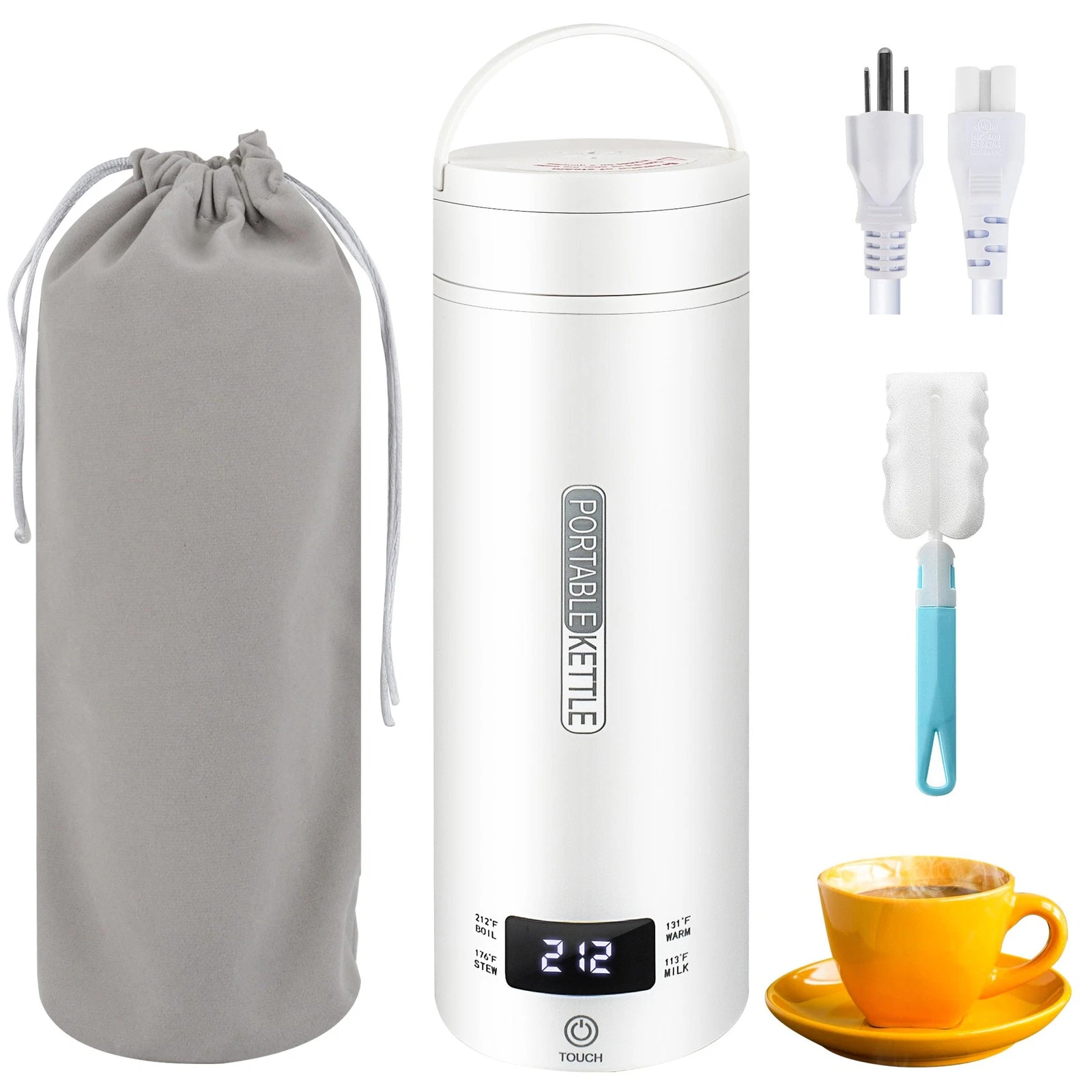 Portable Electric Kettle, Travel Tea Kettle, Small Hot Water Boiler Coffee He...