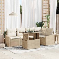 Garten Sofa Set 6 Teile Beige Rattan Garten Sofa Set Rechteckig