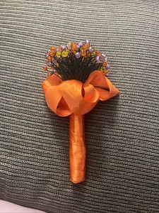 Handmade Beaded Bouquet With Ribbon Handle And Bottom