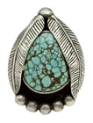Vintage Navajo Sterling Silver Shelhart Turquoise Ring Size 9.25
