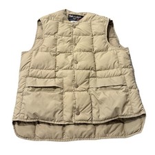 Vintage Tempco Down Insulated Puffer Vest Tan Khaki Quilted Made in USA Small