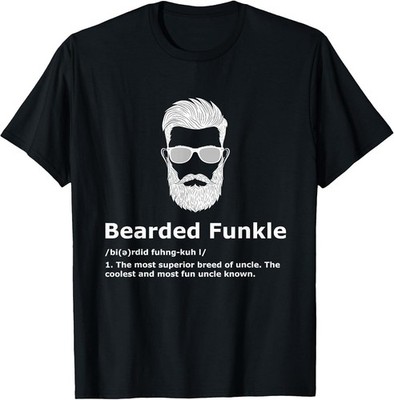 Men's Black Bearded Funkle Funny Uncle Definition T-Shirt Size S-4XL