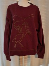 NWT Ariat Cabernet/Burgundy Lasso Pullover Fleece Blend Sweatshirt Relaxed Fit