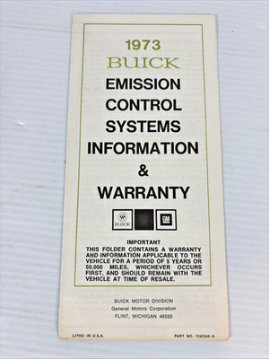 1973 Buick Rivera Century Regal Electra Skylark LeSaber Car Emissions Control