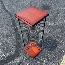 Vintage 28 Slot CD Disc Tower Rack Metal Wooden Ends Ps1 Sega Dreamcast PC 