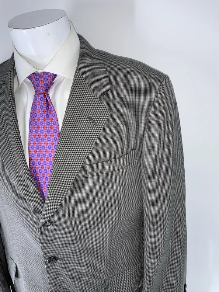 Traje Hart Schaffner Marx 42R Gris Cuadros Lana 33x28 Plisado 3B 1V EE. UU. YGI P2-11 Foto 3 de 4