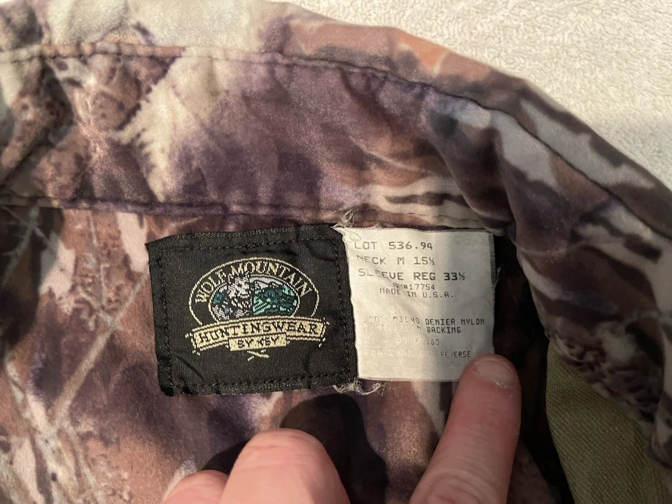 Vintage Wolf Mountain Camo Hunting Shirt Made in USA Men's M Outdoors 80s 90s - Image 4 of 4