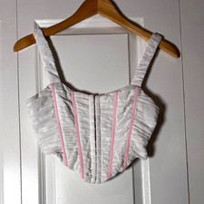 Princess Polly White/Pink Solid Corset Bustier Top Adjustable Straps Size 4B