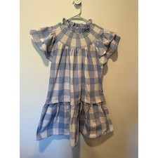 Pinch Blue White Gingham Smocked Mini Dress Womens Medium Coastal Cottagecore