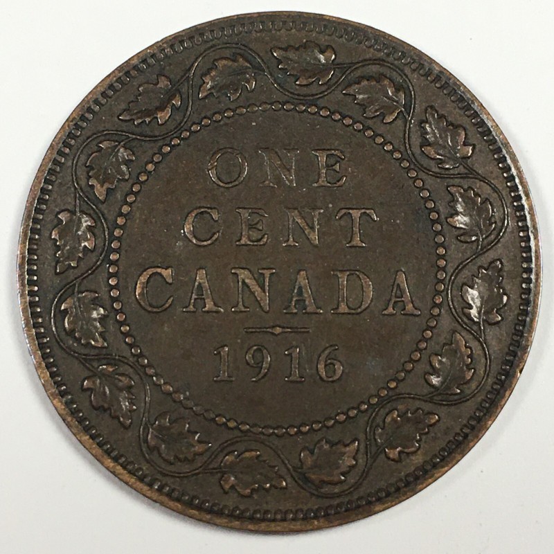 1916 Canada 1 Cent - George V - Very Fine (VF) KM#21 - 5392-AH