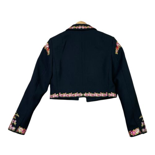 Giacca blazer GIAMBATTISTA VALLI X H&M ricamo floreale nero ritagliato S usata in ottime condizioni - Foto 3 di 16